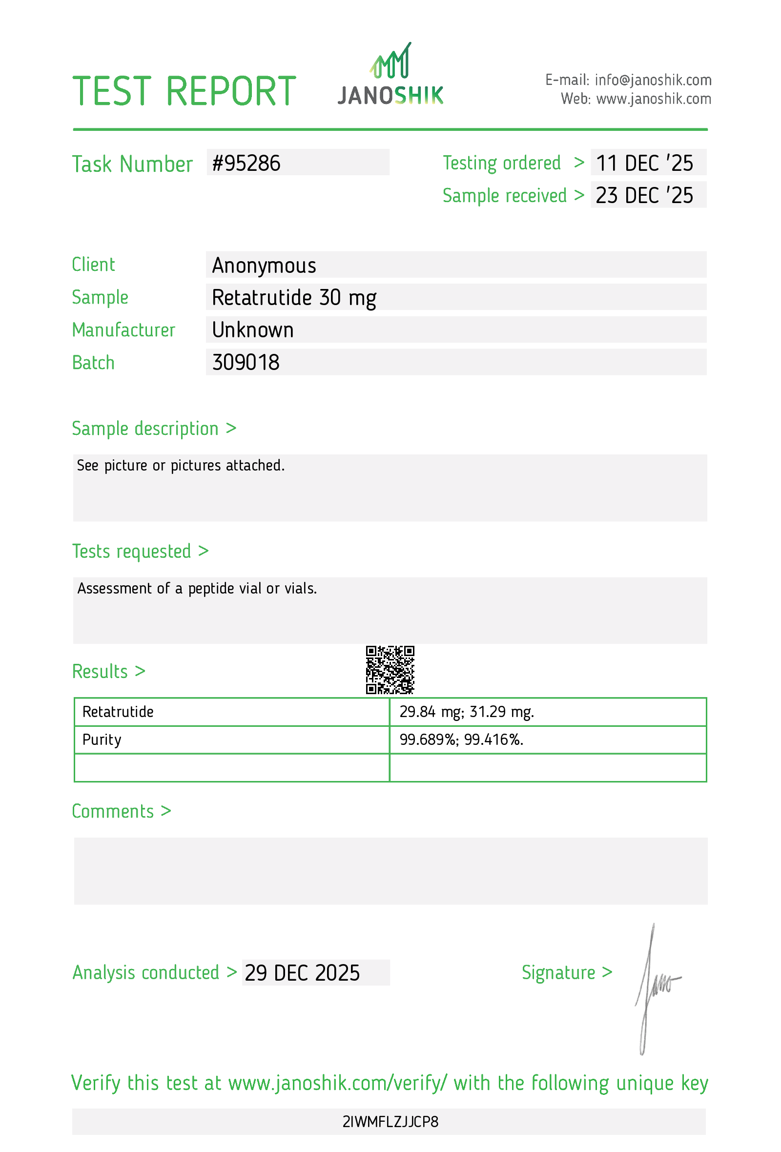 Certificate for Retatrutide