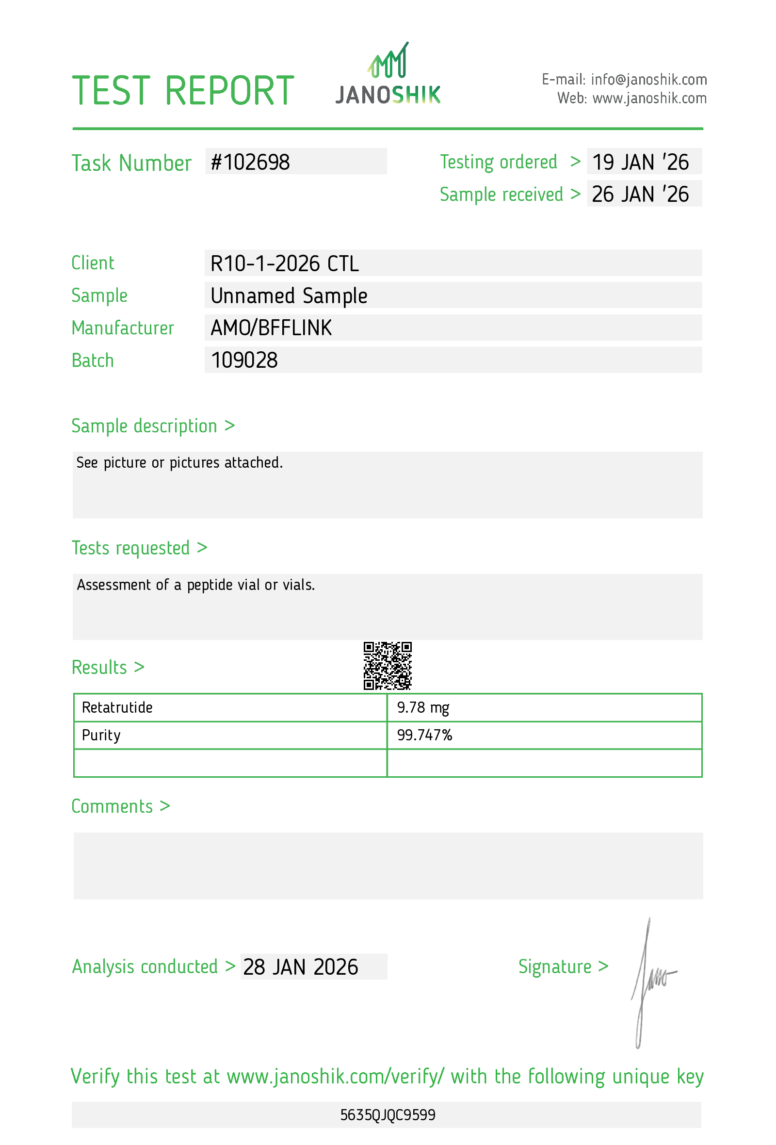 Certificate for Retatrutide