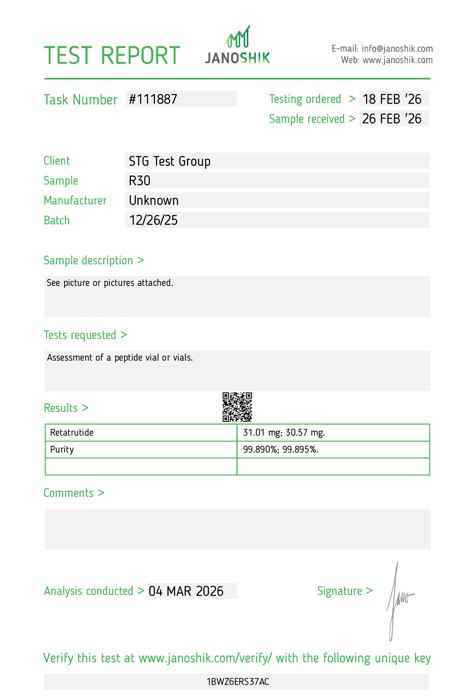 Certificate for Retatrutide