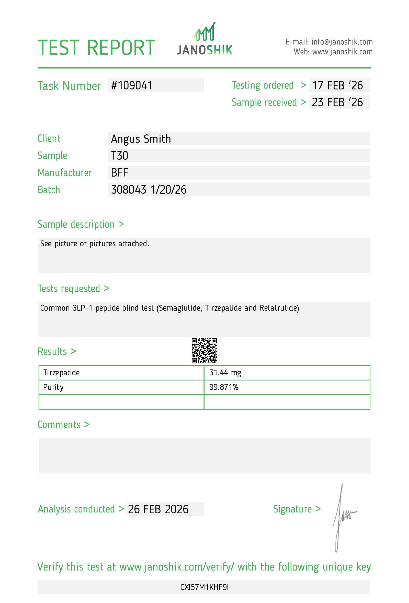 Certificate for Tirzepatide