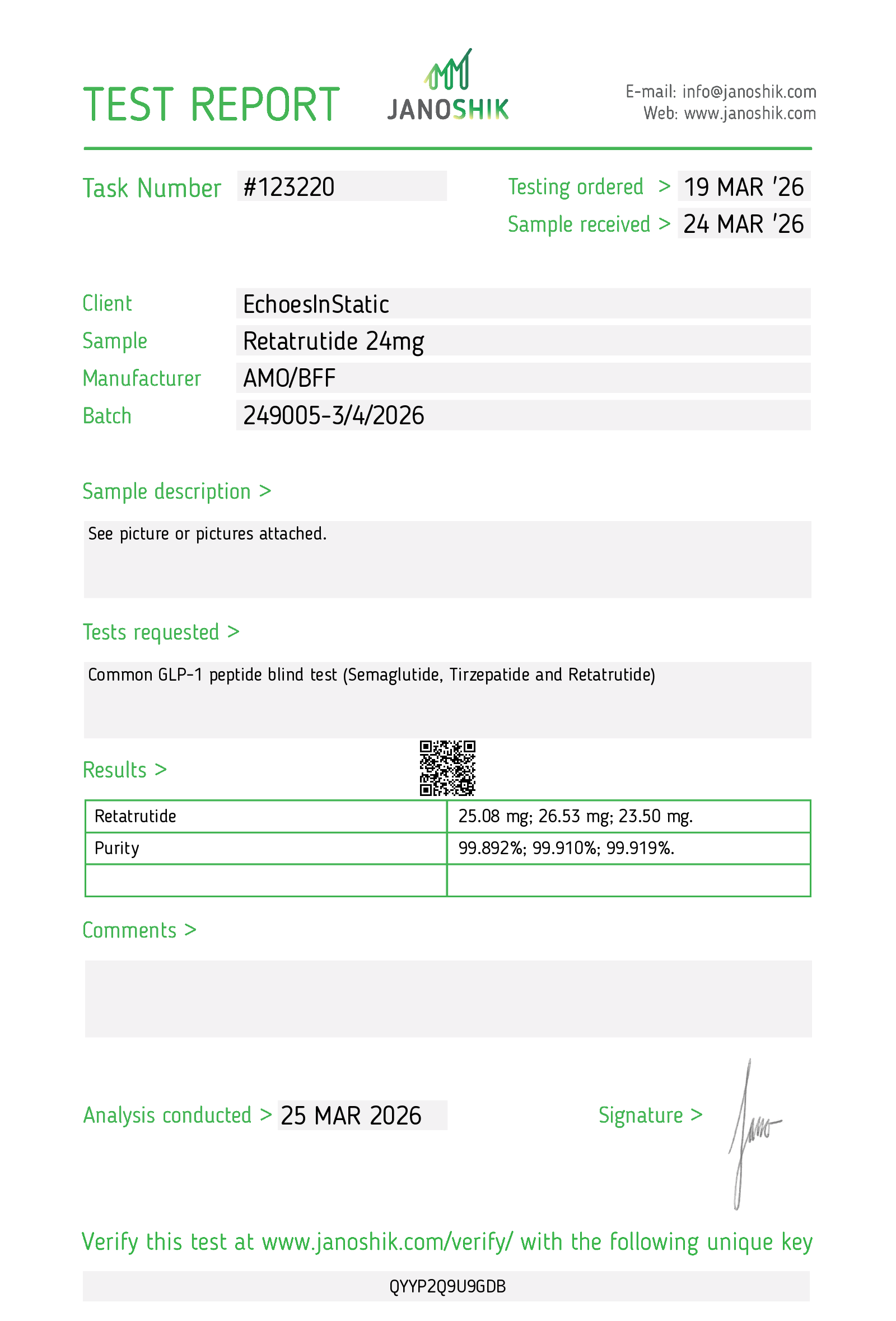 Certificate for Retatrutide