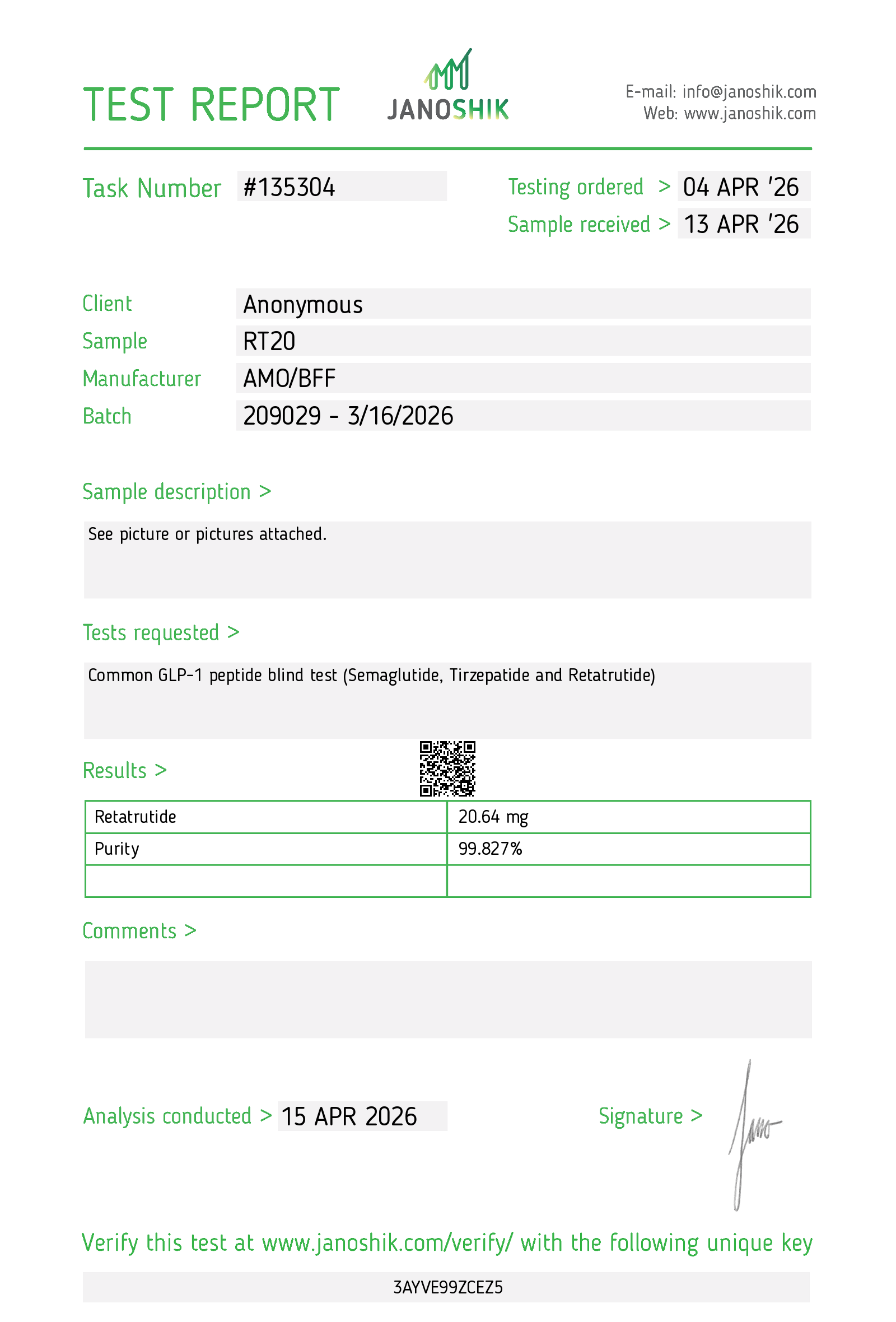 Certificate for Retatrutide