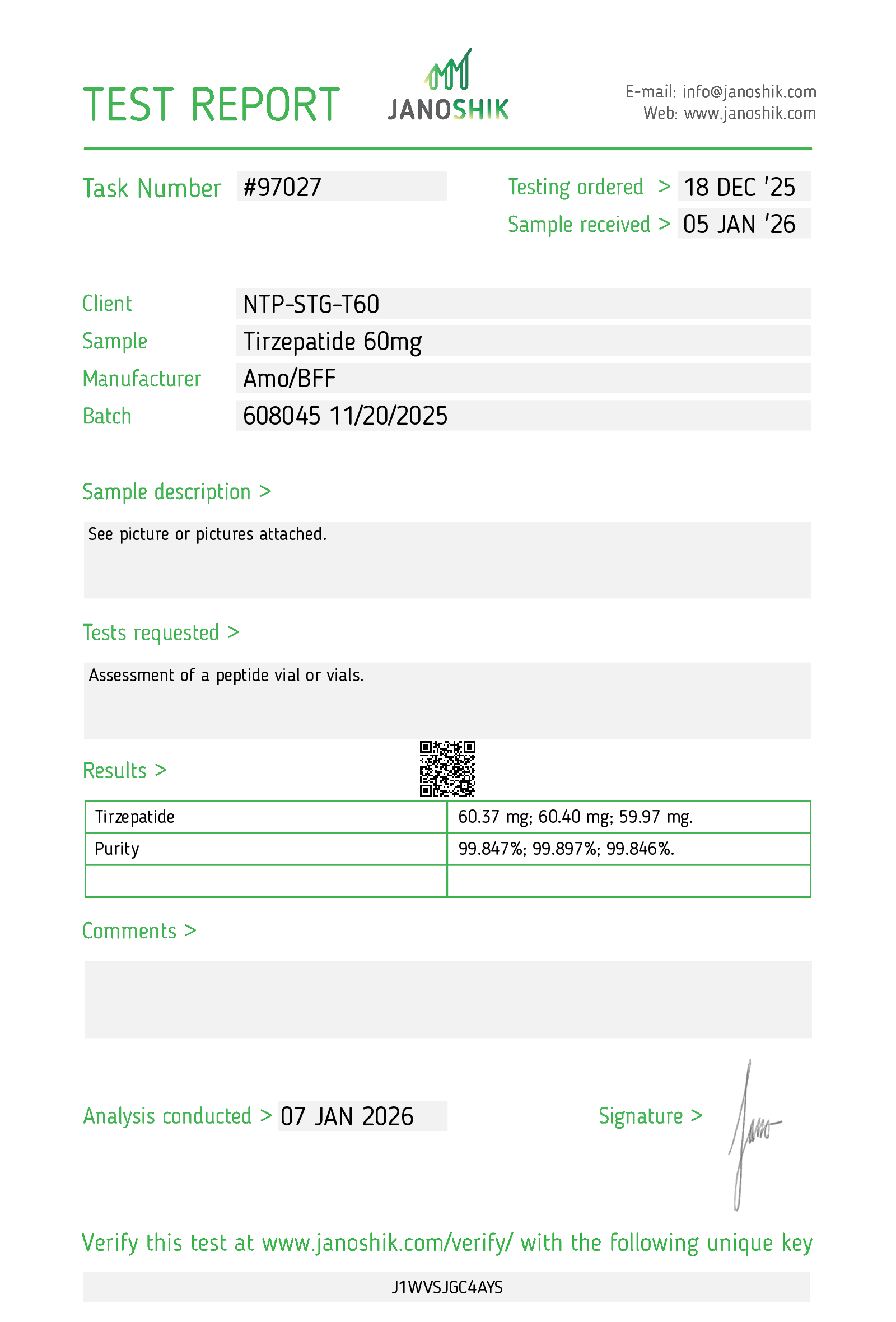 Certificate for Tirzepatide