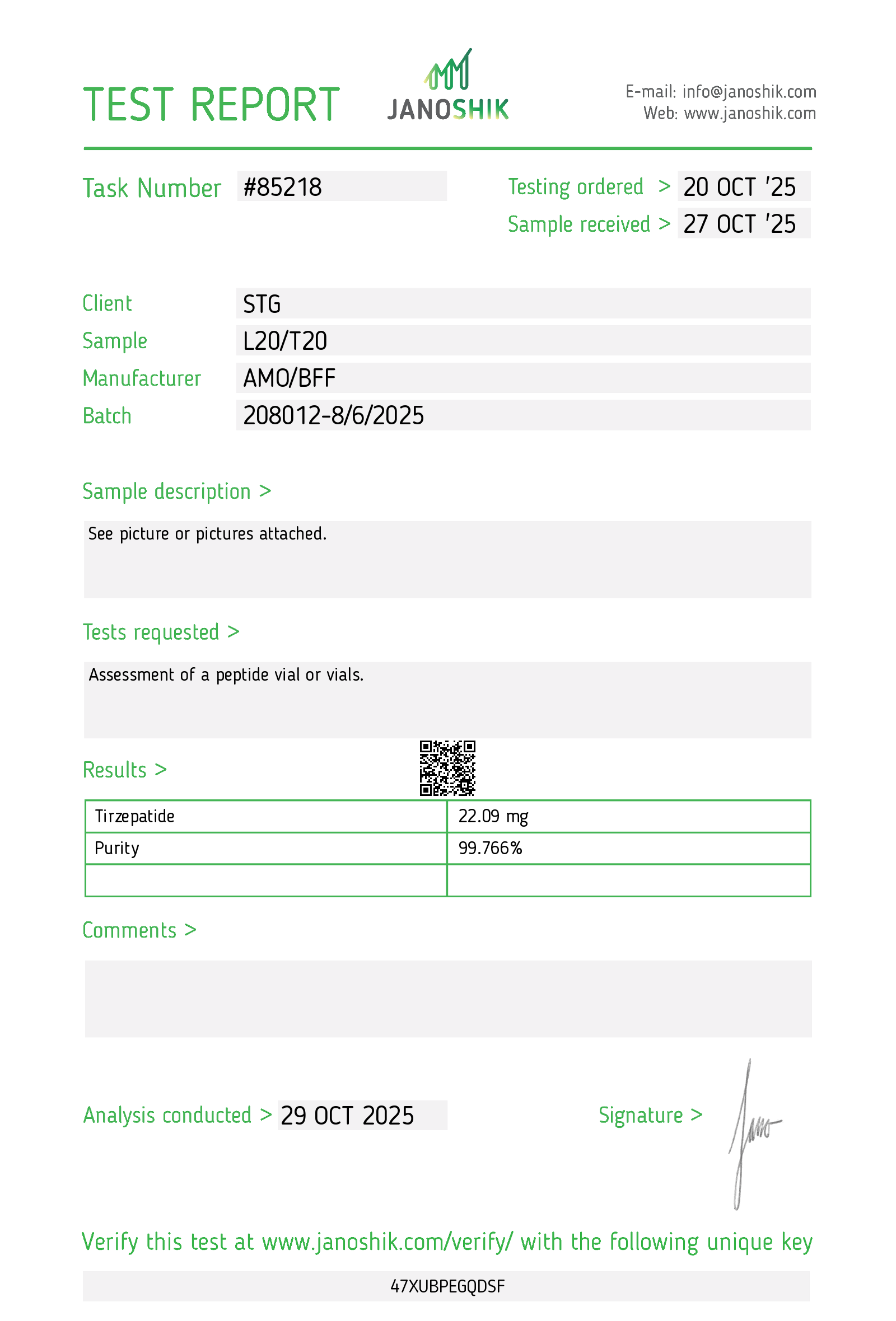 Certificate for Tirzepatide